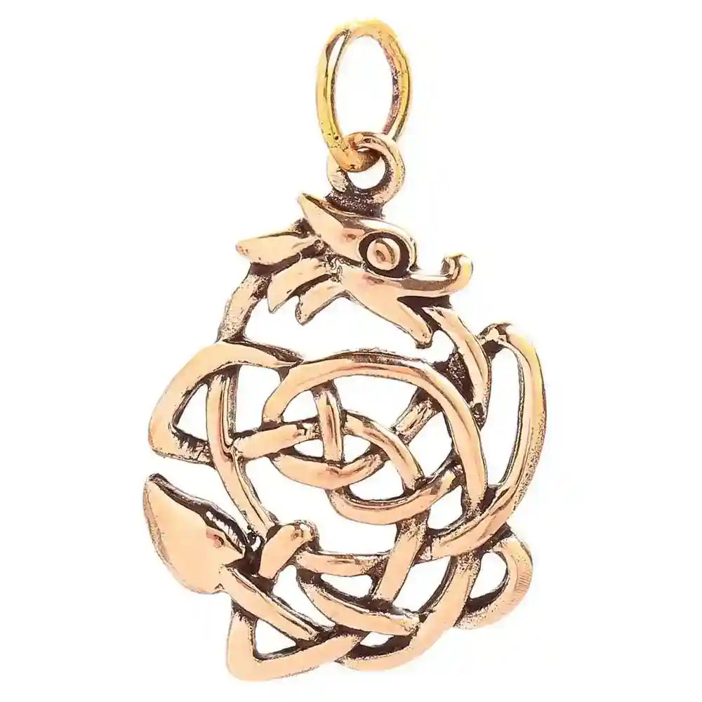 Bronzeanhänger Glücksdrache Dagan Schmuck - Drachen , Keltische Knoten - 29x17mm