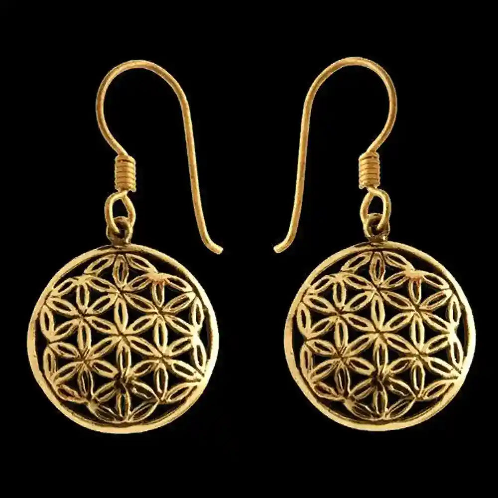 Bronzeohrhänger Die Blume des Lebens - Blume des Lebens - 32x17mm