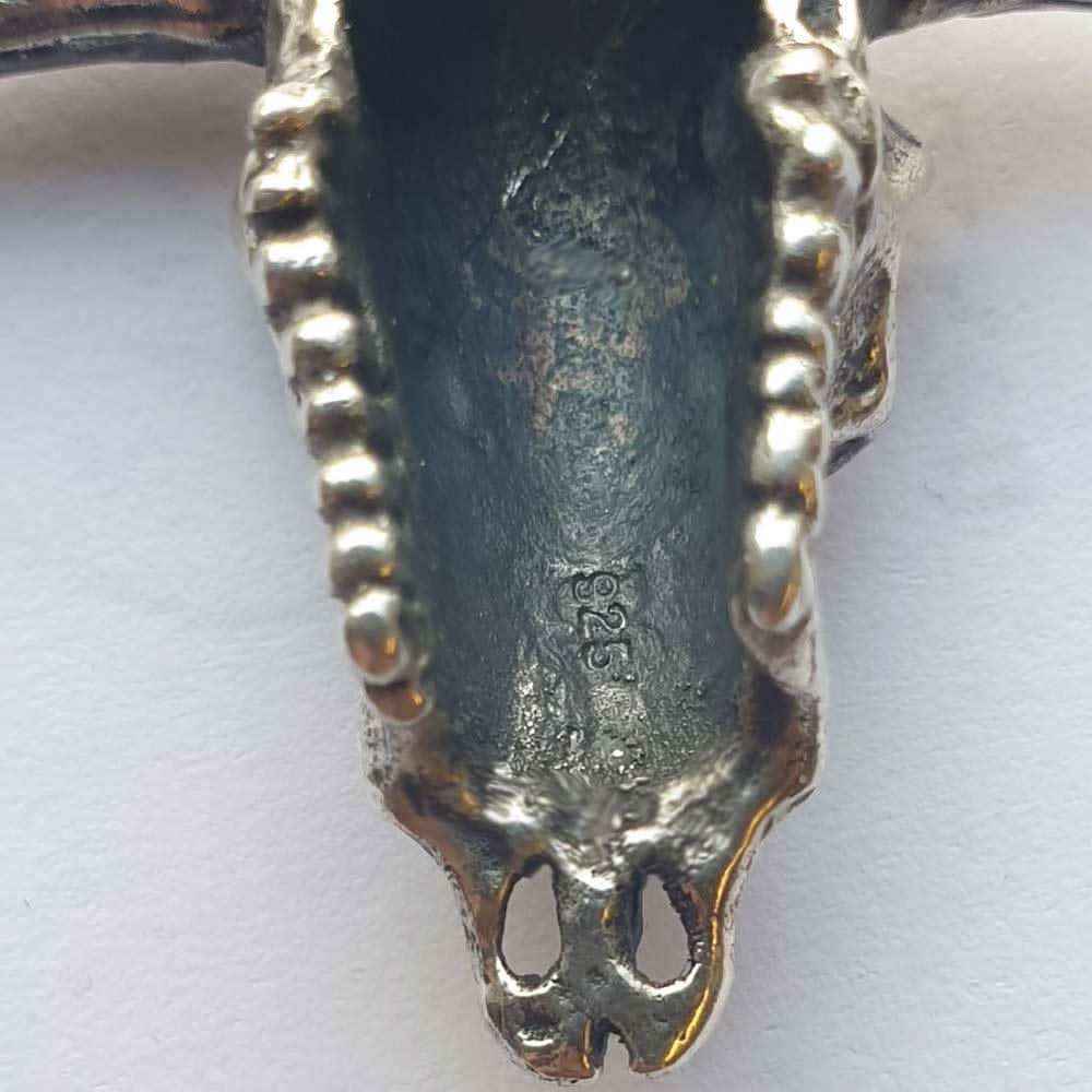 Büffelschädel sehr groß Schmuck Anhänger 925er Silber 55x38mm