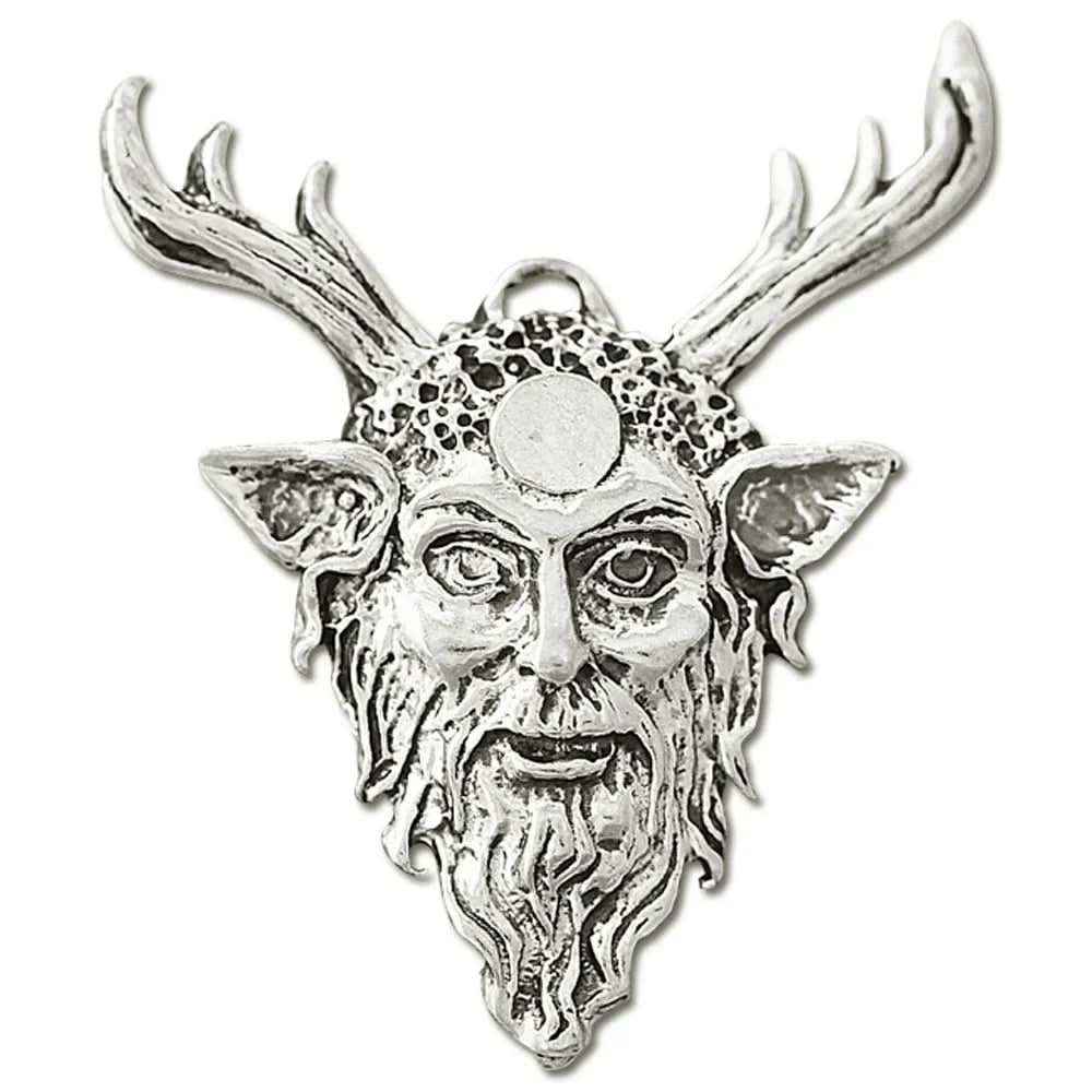 Cernunnos Schmuck Anhänger versilbert mit Kette und Satinbeutel 35x30mm