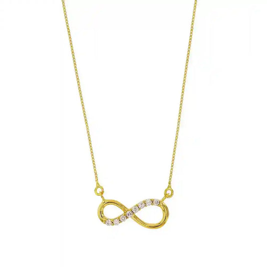Collier Kette Unendlichkeitszeichen Zirkonia massiv  375-9 Karat Gold