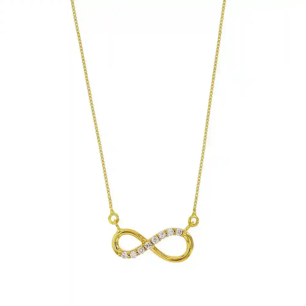 Collier Kette Unendlichkeitszeichen Zirkonia massiv 375-9 Karat Gold