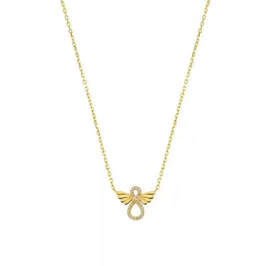 Collier Kette Unendlichkeitszeichen Zirkonia massiv  375-9 Karat Gold