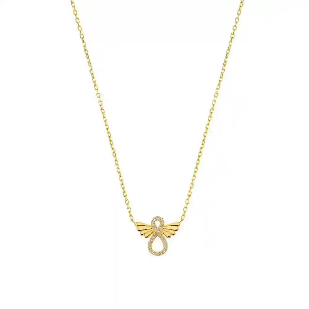 Collier Kette Unendlichkeitszeichen Zirkonia massiv 375-9 Karat Gold