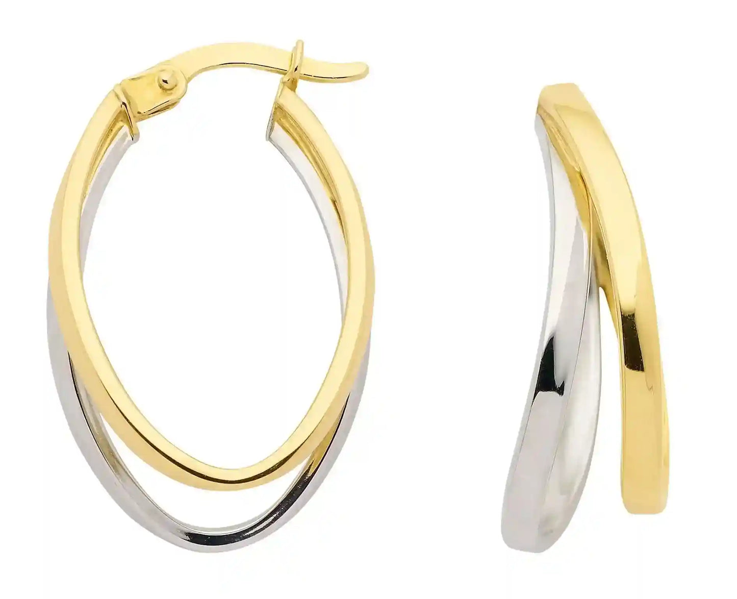 Creolen Gold mit Weißgold aus 333 8 kt Gold