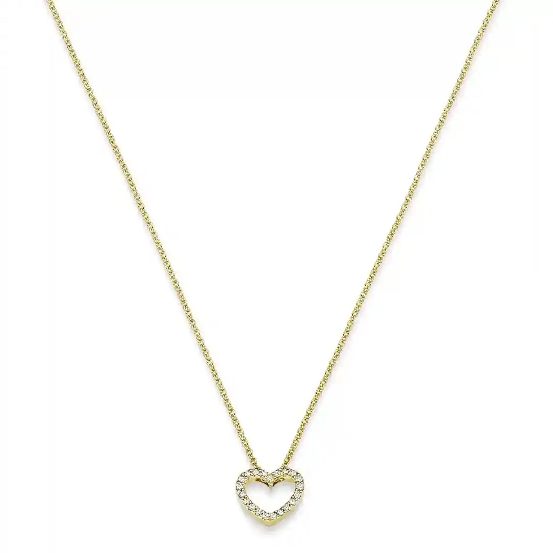 Diamant Collier Herz mit 21 Brillianten 0.05ct. 750-18 Karat Gold 42cm