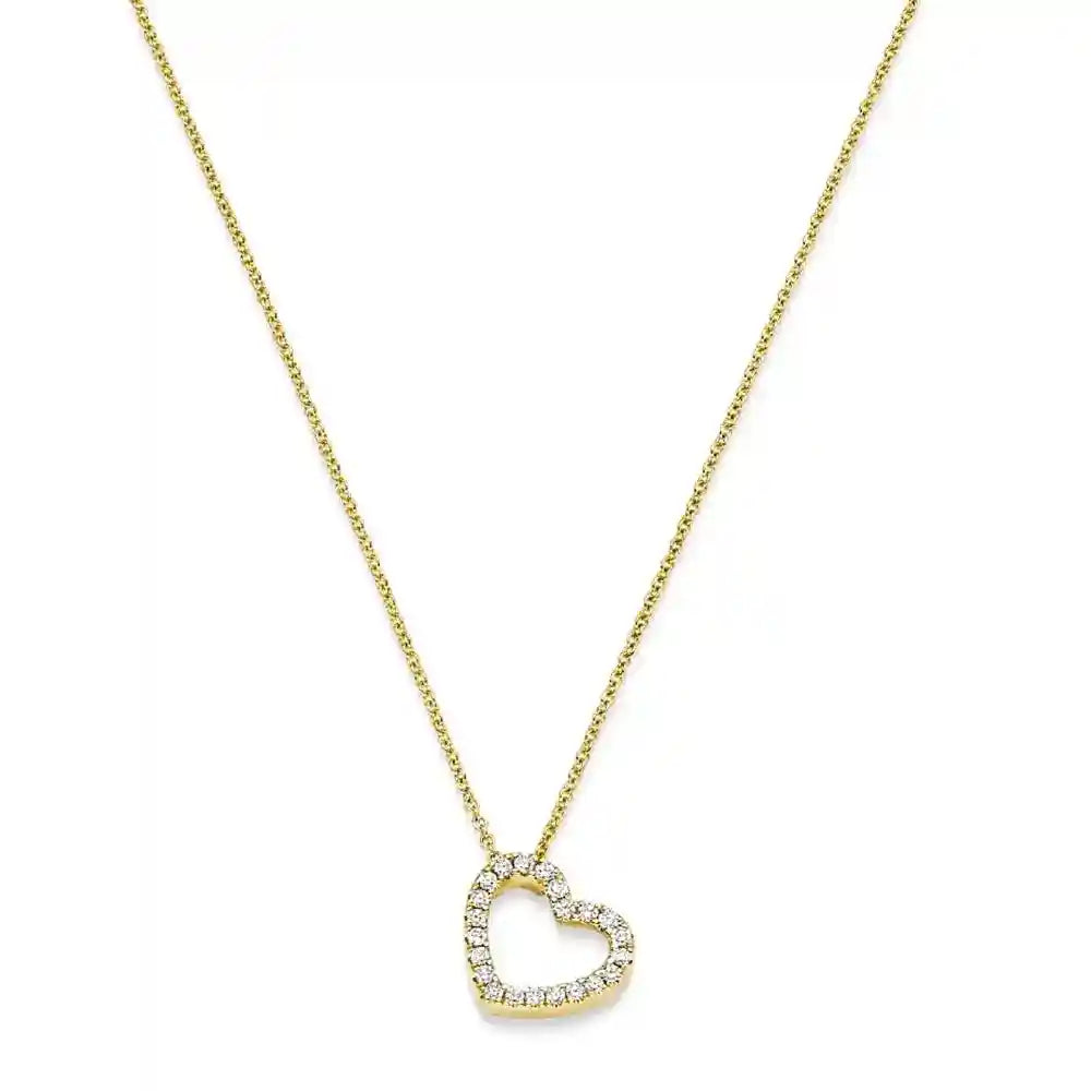 Diamant Collier Herz mit 22 Brillianten 0.16ct. 750-18 Karat Gold 42cm - Firma Holzenplotz - Silberketten-Goldketten.de