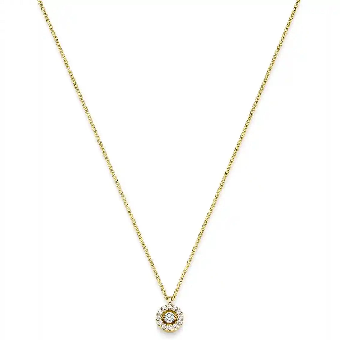 Diamant Collier Kreis mit 13 Brillianten 0.11ct. 750-18 Karat Gold 42cm