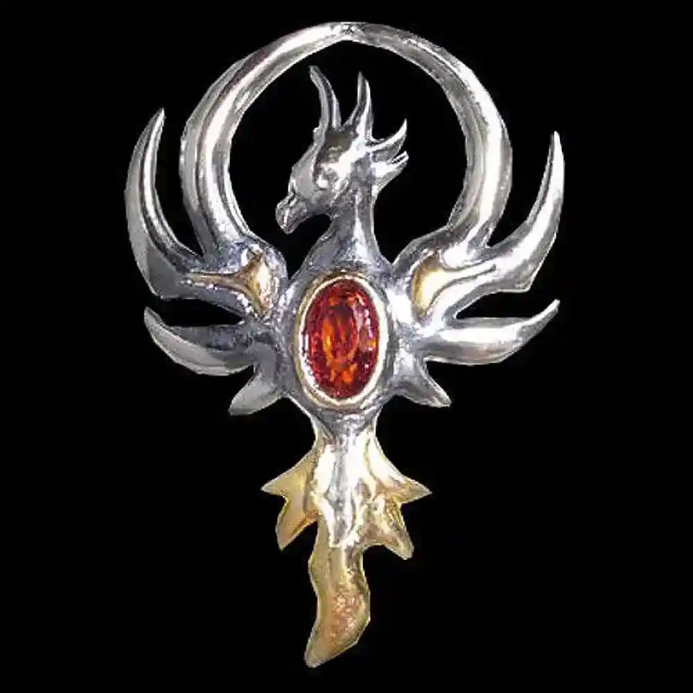 Die Auferstehung des Phönix Schmuck Anhänger 925er Silber 30mm+echte Silberkette