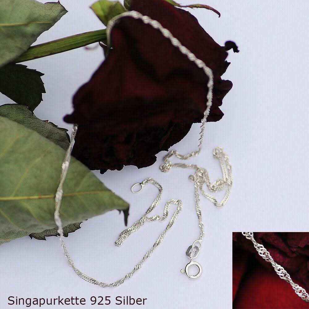 Edler Anhänger Zirkonia Crystal mit Singapurkette 925 Silber mit Singa