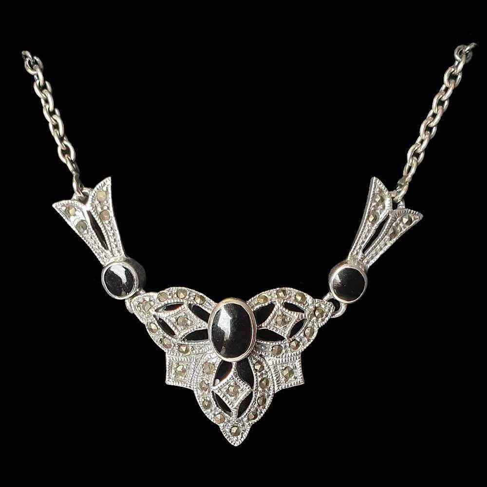 Elegantes Collier Gothic Vintage Jugendstil Trachtenschmuck Steam Punk Silber