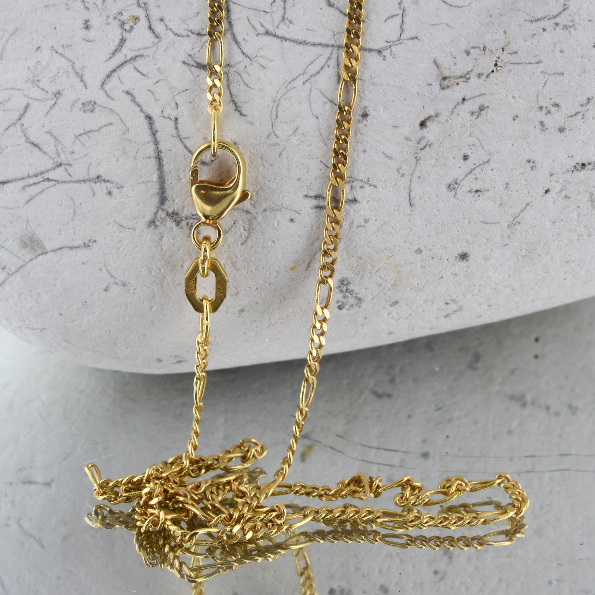 1,5 mm750 - 18 Karat Gold Halskette Figarokette massiv Gold hochwertige Goldkette  - Länge nach Wahl