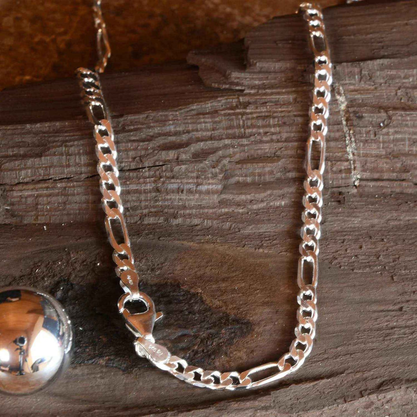 Figarokette Halskette Breite 3,4 mm - 925 Sterlingsilber Auswahl