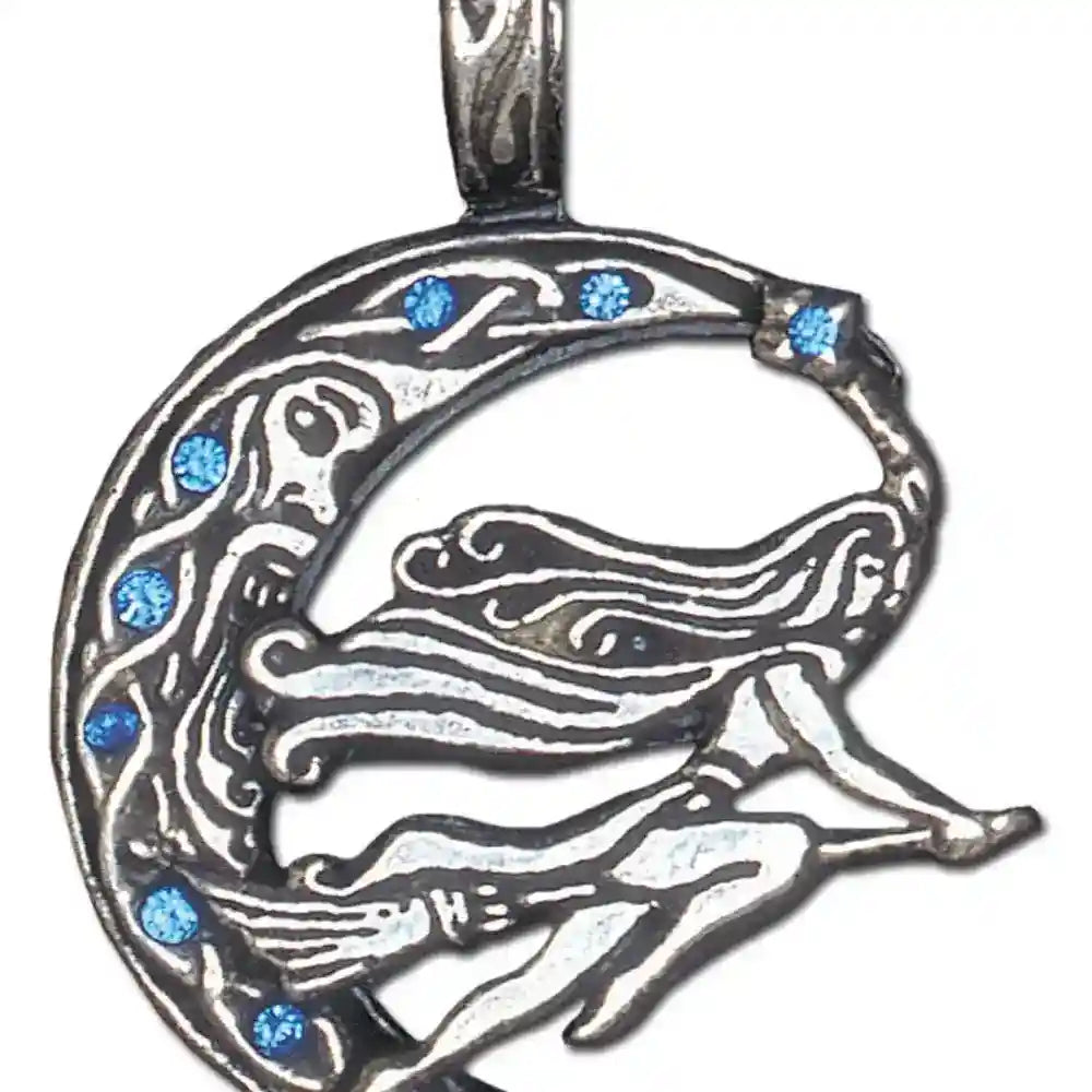 Freya Anhänger Schmuck Wikinger 37x28mm Mond Wikinger Swarovski Kristalle +Kette