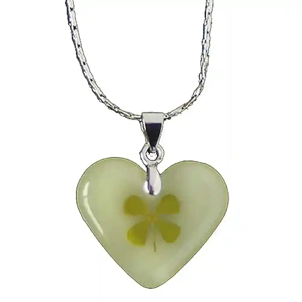 Glücksklee-Anhänger Herz + Kette - Glück , Pflanzen - 22x18mm