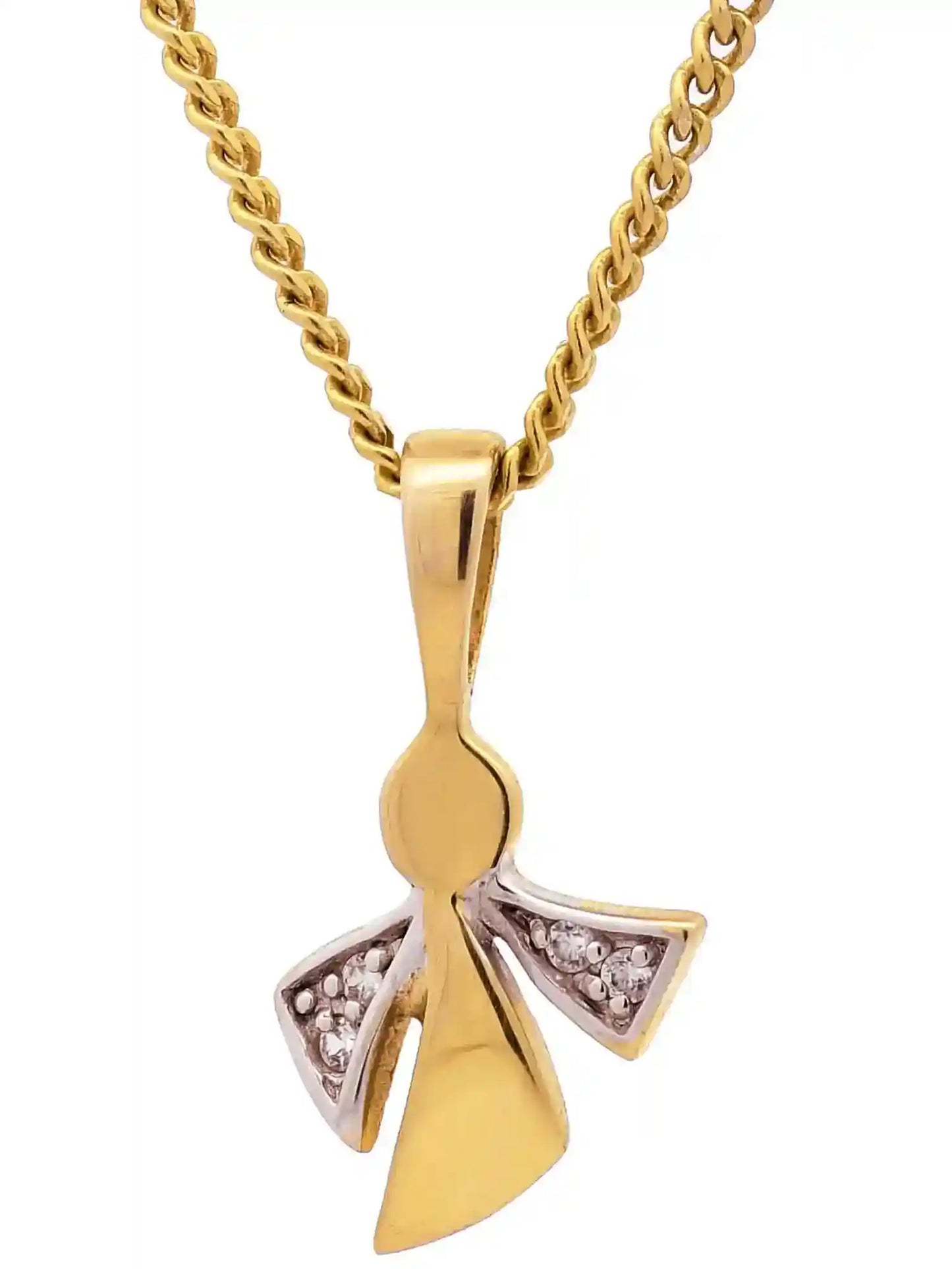 Gold Anhänger Engel Zirkonia massiv 333 - 8 Karat Gold rhodiniert