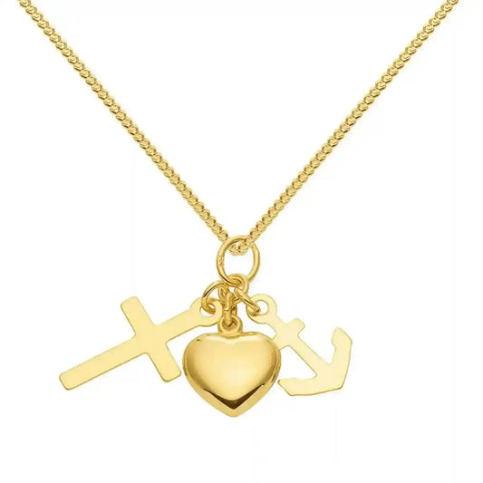 Gold Anhänger Glaube-Liebe-Hoffnung  mit Goldkette 333-8 Karat Gold