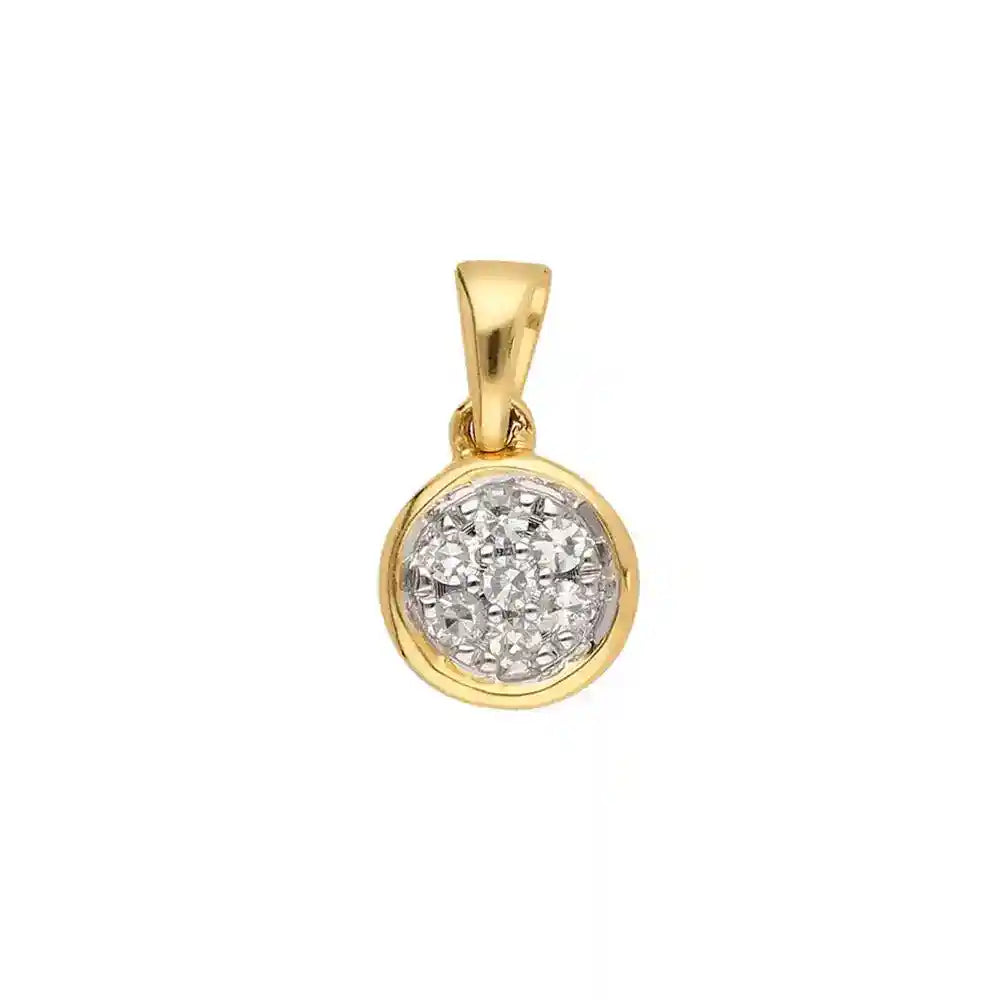 Gold Anhänger Gold mit Diamant massiv 585 - 14 Karat Gold rhodiniert