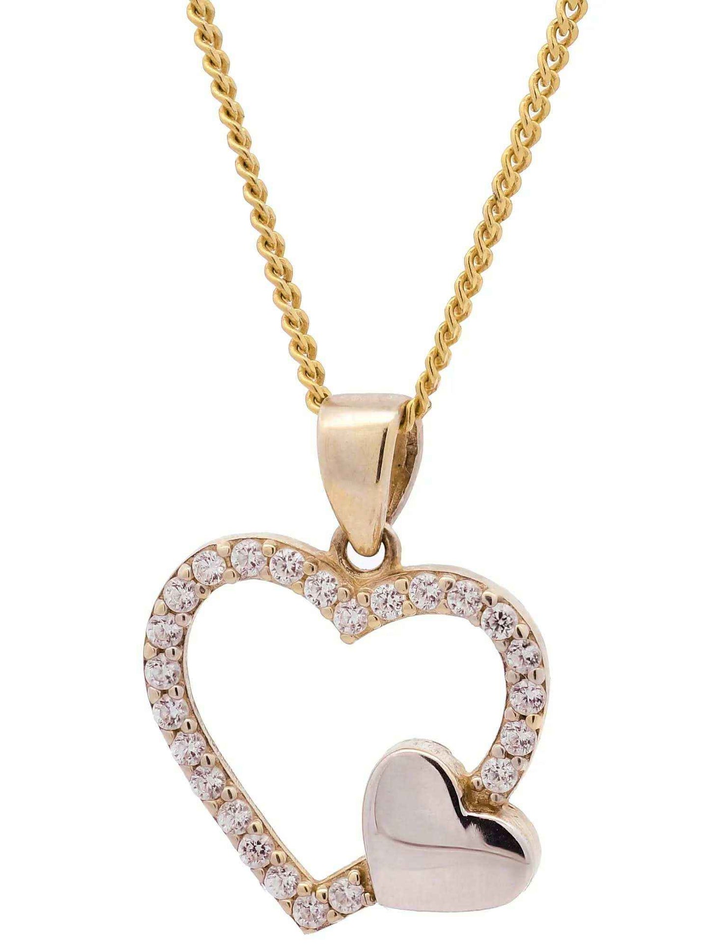 Gold Anhänger Herz Zirkonia massiv 333 - 8 Karat Gold rhodiniert