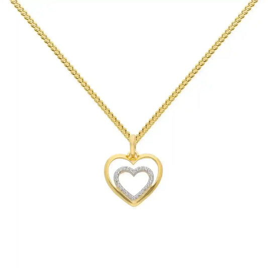 Gold Anhänger Herz Zirkonia mit Goldkette massiv 333-8 Karat Gold