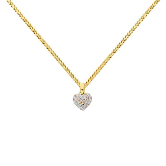 Gold Anhänger Herz Zirkonia mit Goldkette massiv 333 - 8 Karat Gold