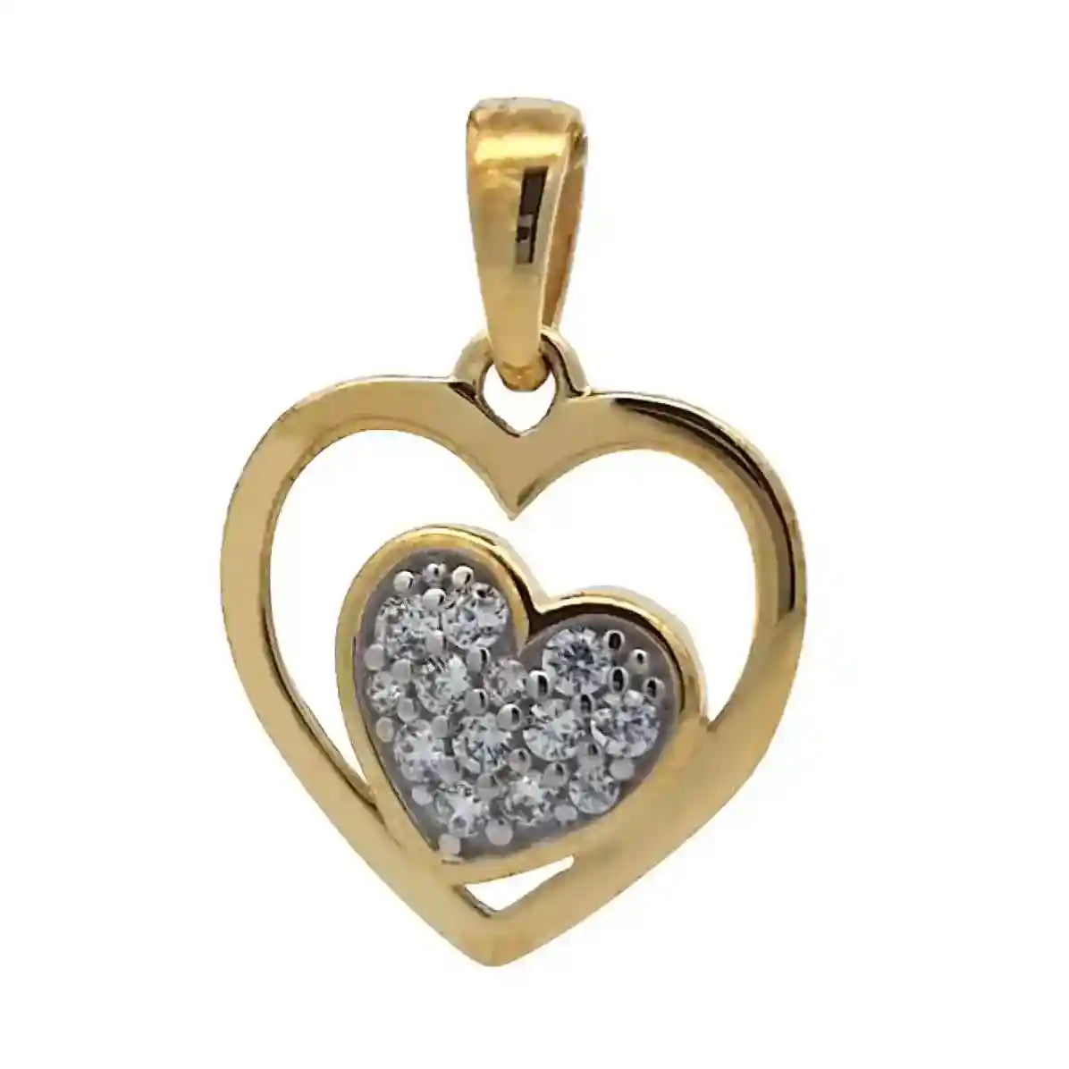 Gold Anhänger Herz Zirkonia mit Goldkette massiv 333 - 8 Karat Gold