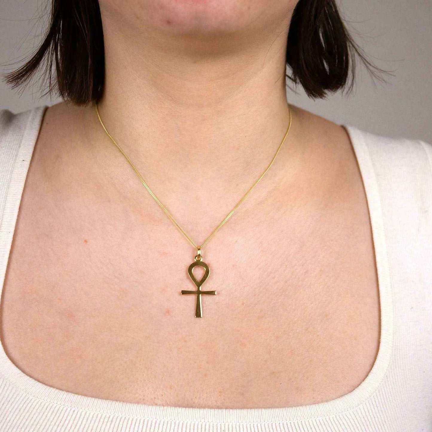 Gold Anhänger Kreuz Lebenszeichen mit Goldkette 333-8 Karat Gold