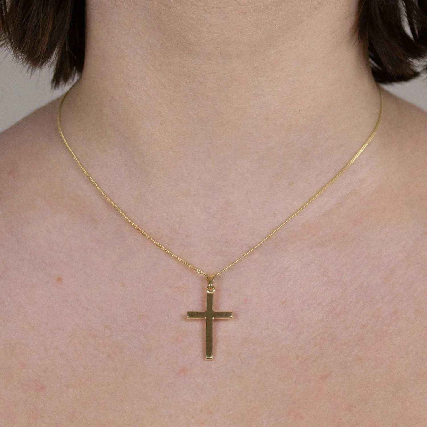 Gold Anhänger Kreuz mit Goldkette massiv 585 - 14 Karat Gold