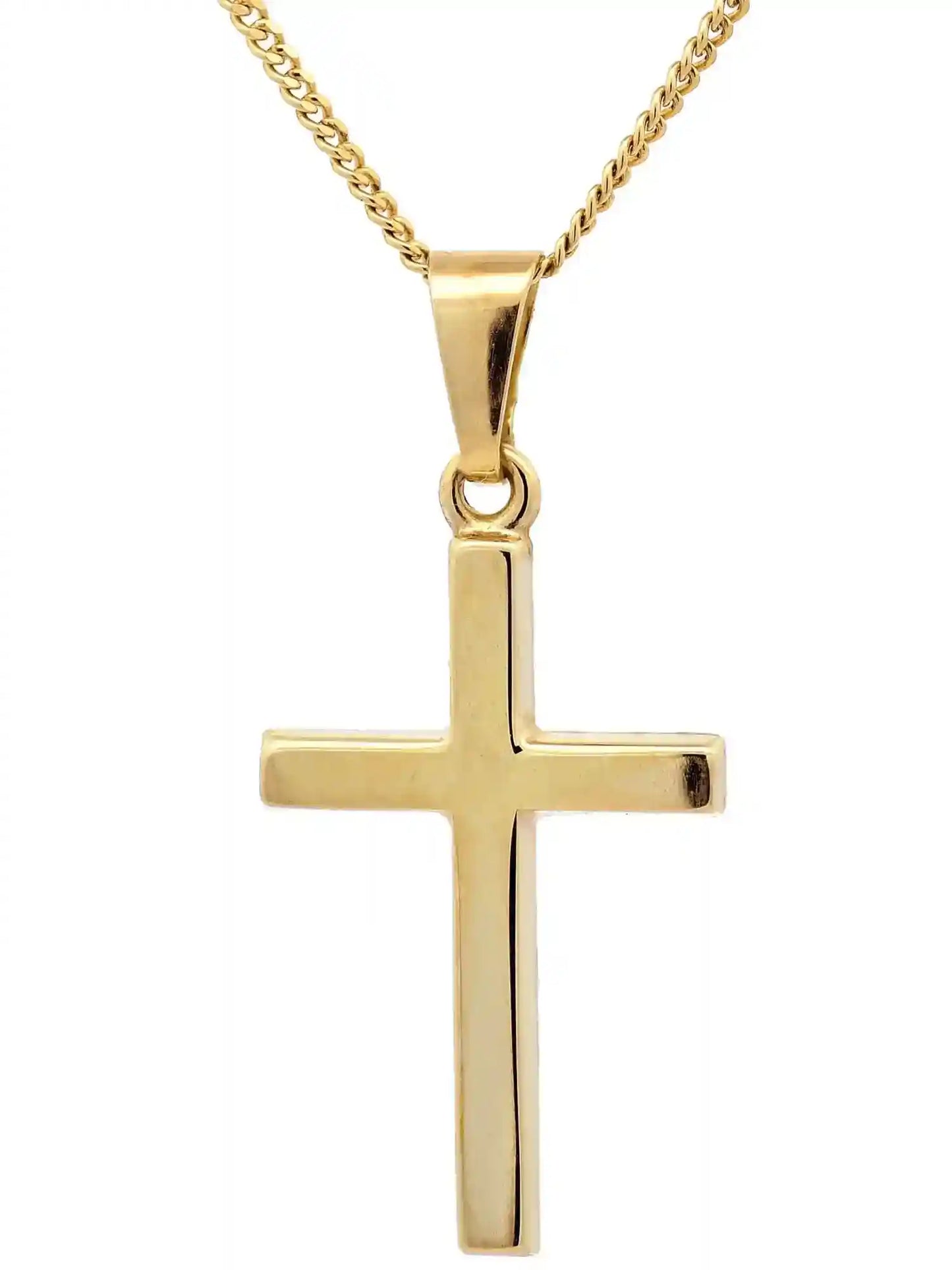 Gold Anhänger Kreuz mit Goldkette massiv 585 - 14 Karat Gold