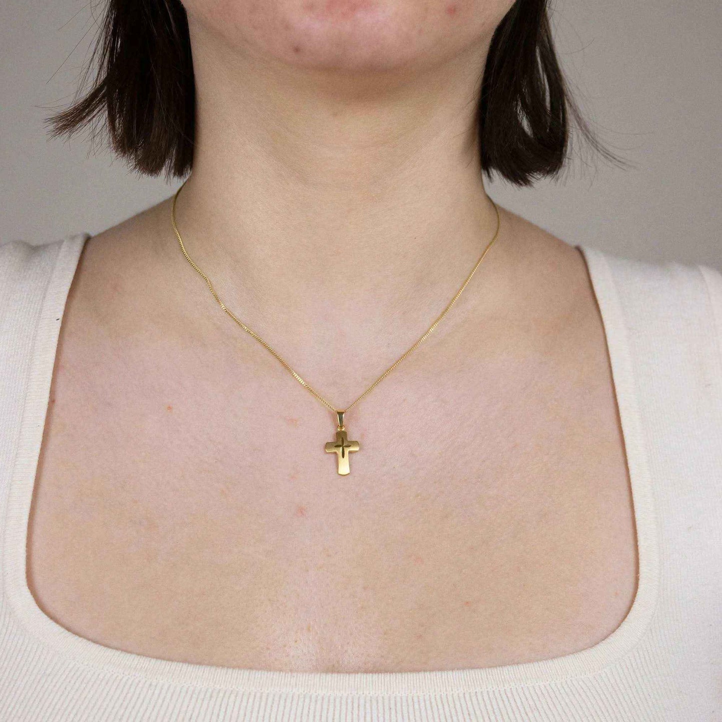 Anhänger Kreuz 585 14 Karat Gold mit massiver Goldkette 1,1 mm 585-14 Karat Gold Juwelier Qualität