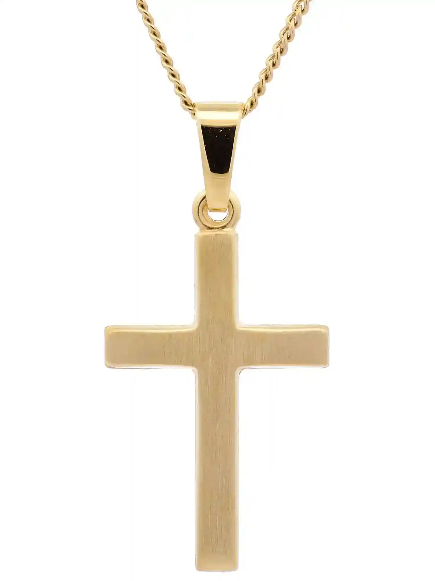 Gold Anhänger Kreuz mit Goldkette massiv 585 - 14 Karat Gold