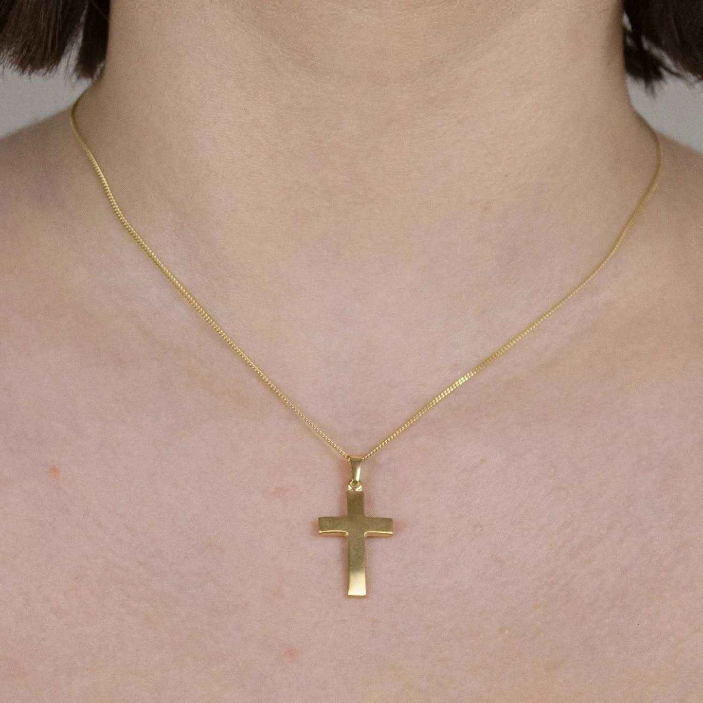 Gold Anhänger Kreuz mit Goldkette massiv 585 - 14 Karat Gold