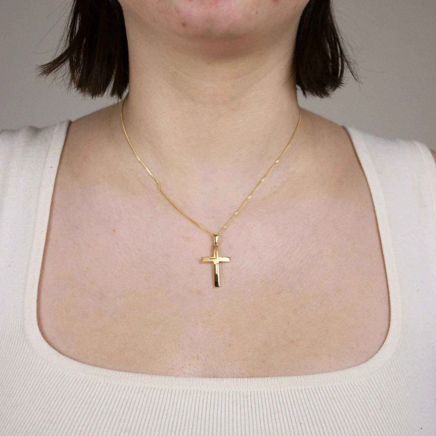 Gold Anhänger Kreuz mit Goldkette massiv 585 - 14 Karat Gold