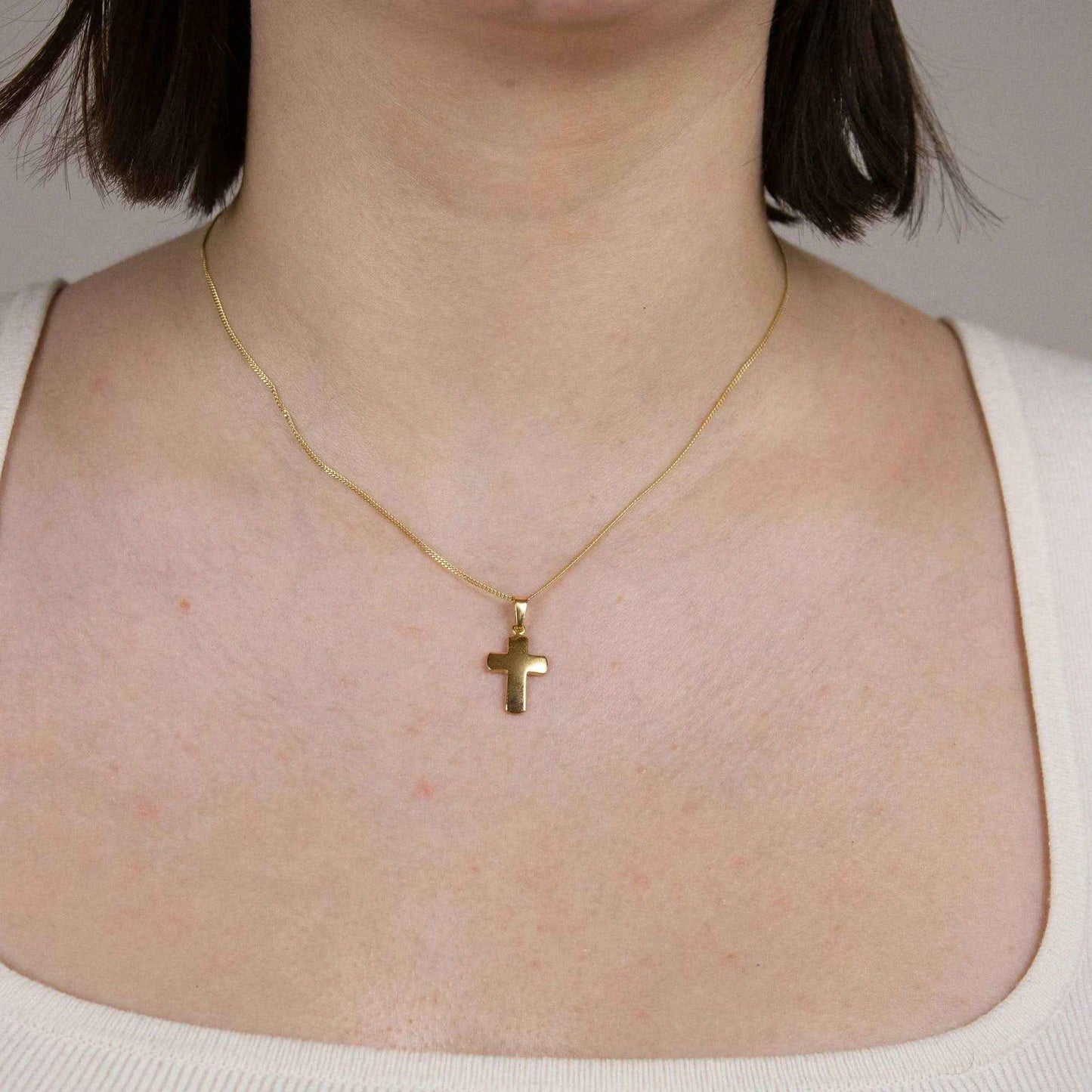 Gold Anhänger Kreuz mit Goldkette massiv 585 - 14 Karat Gold