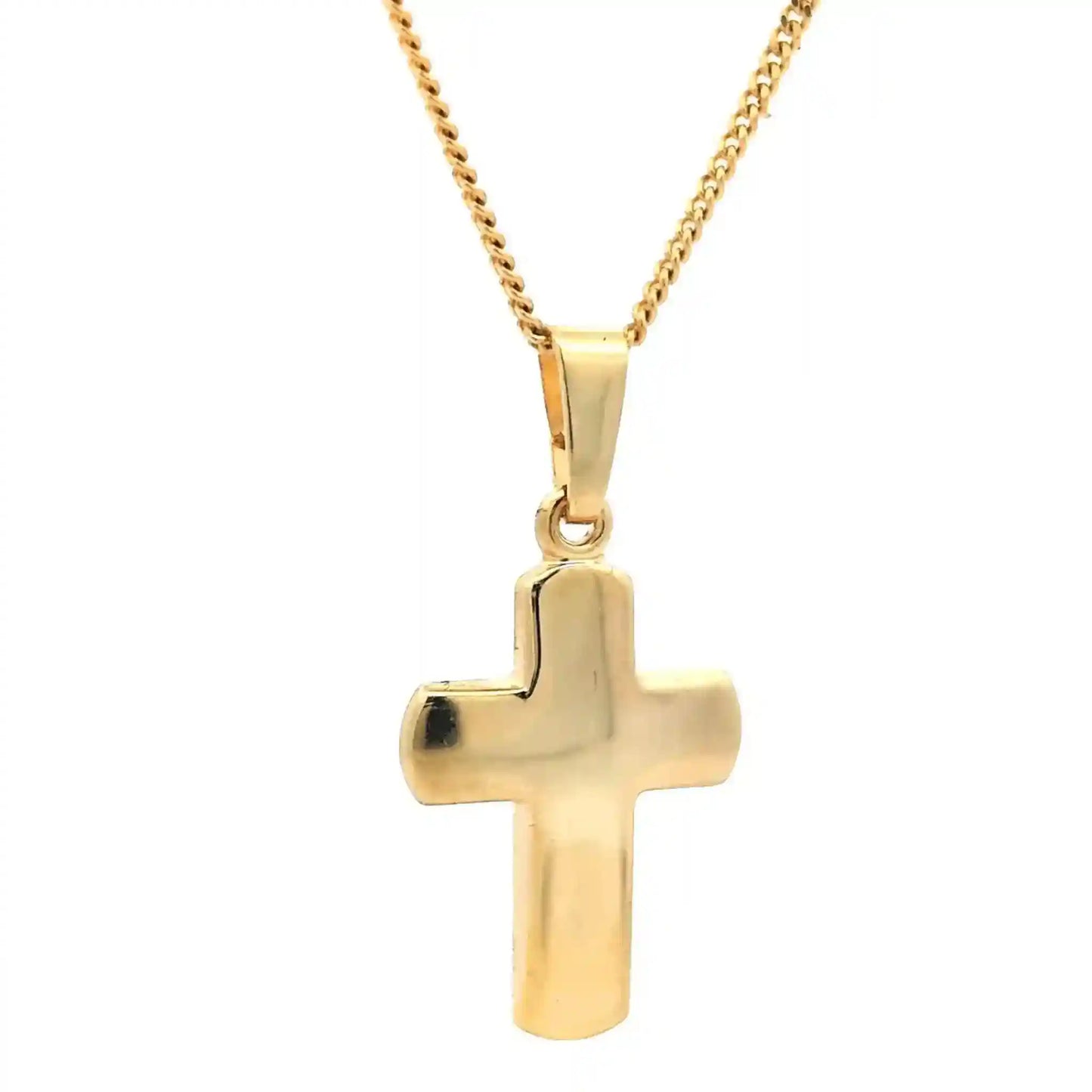 Gold Anhänger Kreuz mit Goldkette massiv 585 - 14 Karat Gold