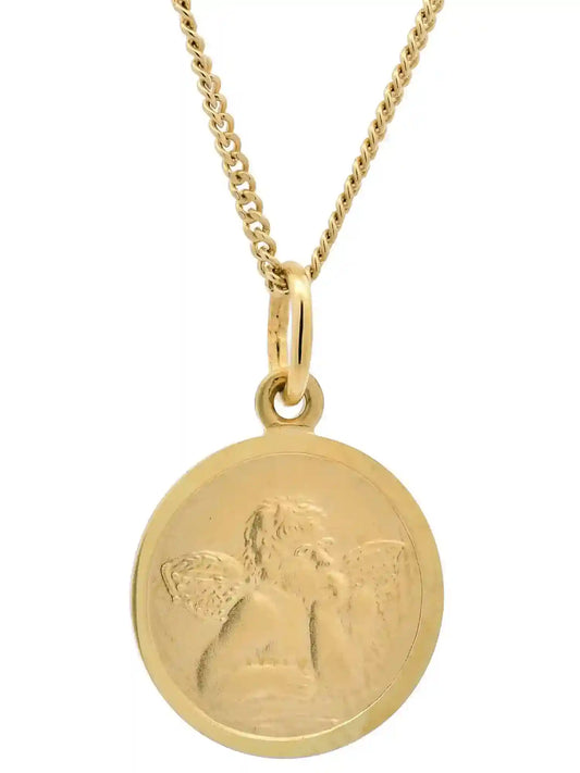 Gold Anhänger Medaille Amor  mit Goldkette massiv 333 - 8 Karat Gold