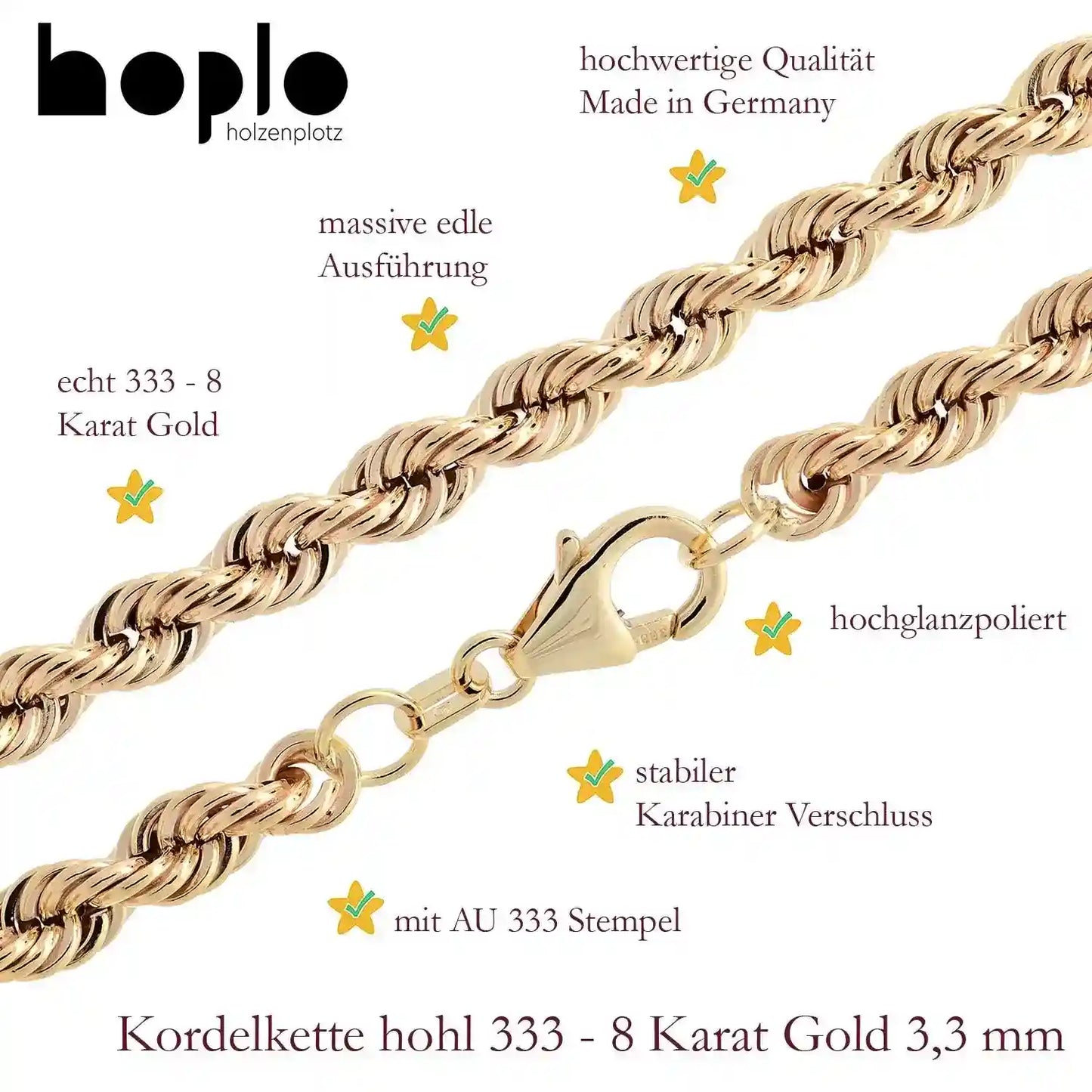 Goldarmband Kordelkette hohl  Armkette Breite 4,5mm - 333-8 Karat Gold