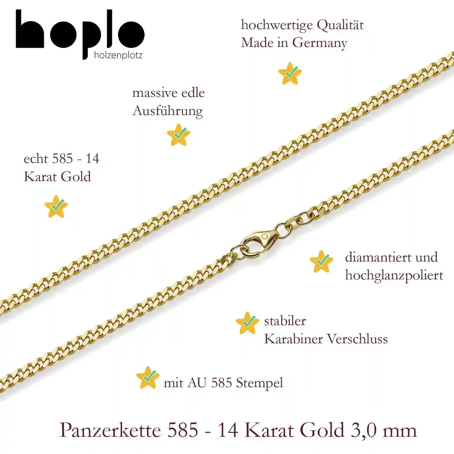 Goldarmband Panzerkette Armkette Breite 3,0mm massiv 585-14 Karat Gold