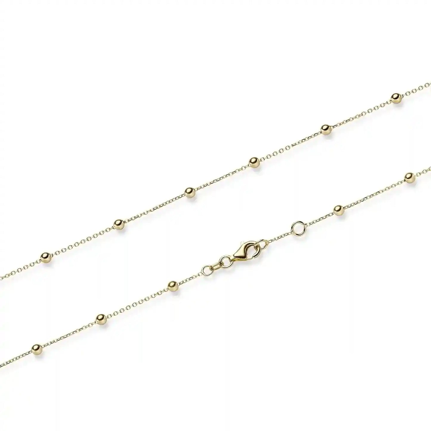 Goldkette Ankerkette mit Kügelchen 1,0 mm massiv 585-14 Karat Gold