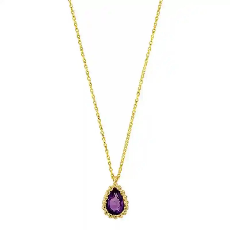 Goldkette Collier Halskette Amethyst massiv 750 - 18 Karat Gold 42 cm