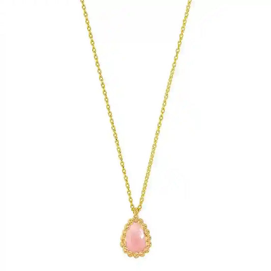 Goldkette Collier Halskette Rosenquarz massiv  750-18 Karat Gold 42 cm