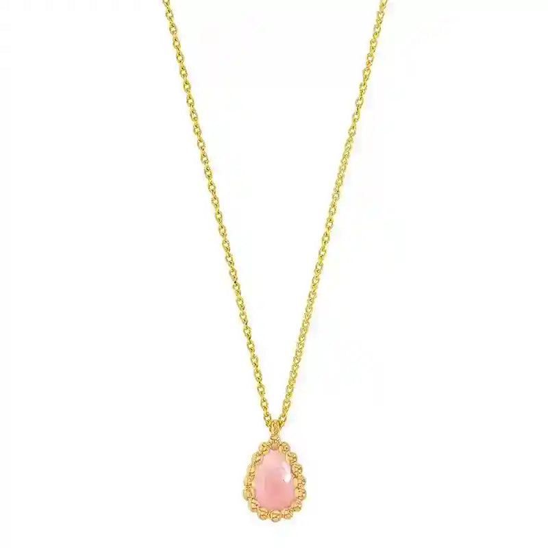Goldkette Collier Halskette Rosenquarz massiv 750-18 Karat Gold 42 cm