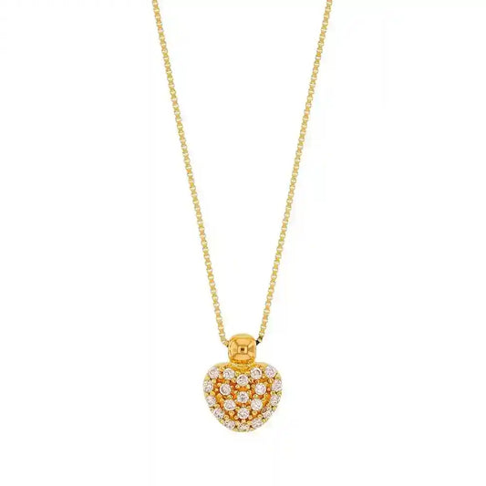 Goldkette Collier Herz mit Zirkonia massiv  375-9 Karat Gold 42 cm