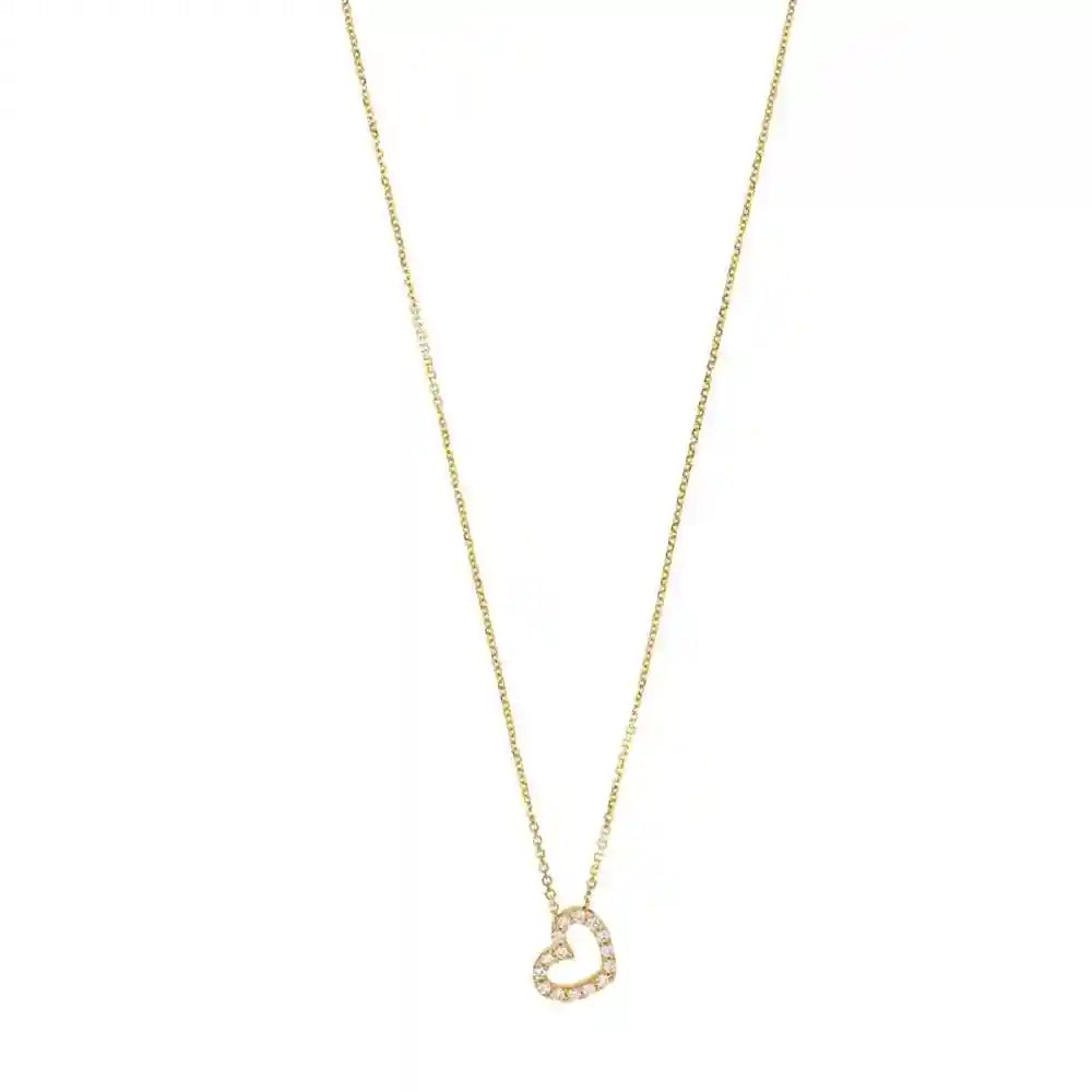 Goldkette Collier Herz mit Zirkonia massiv 375-9 Karat Gold 42 cm