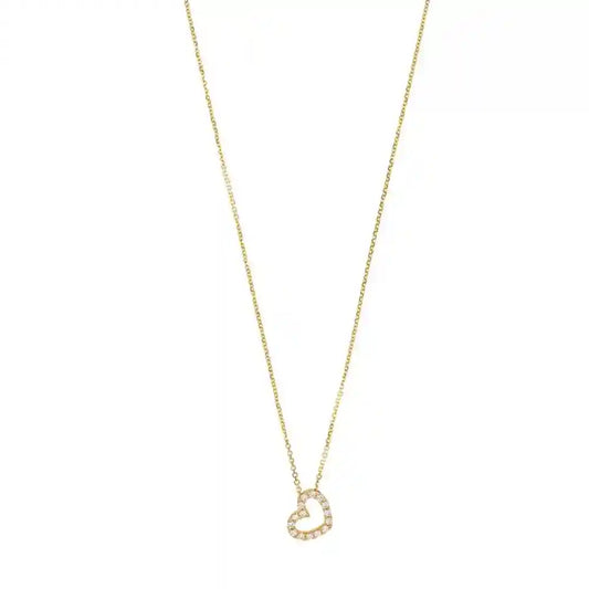 Goldkette Collier Herz mit Zirkonia massiv  375-9 Karat Gold 42 cm