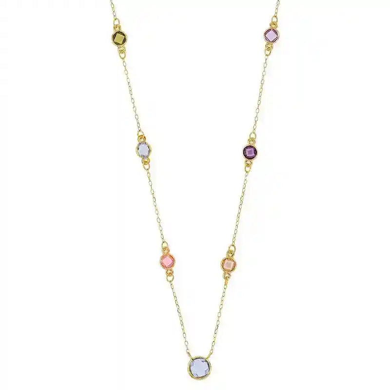 Goldkette Collier Kette Halskette farbiges Zirkonia 750-18 Karat Gold