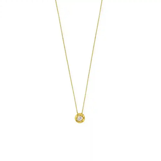 Goldkette Collier Kette Halskette Zirkonia massiv  375-9 Karat Gold