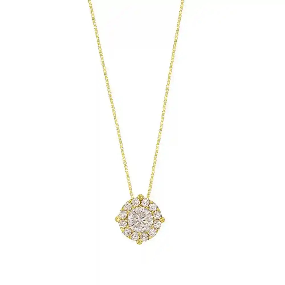 Goldkette Collier Kette Halskette Zirkonia massiv 375-9 Karat Gold