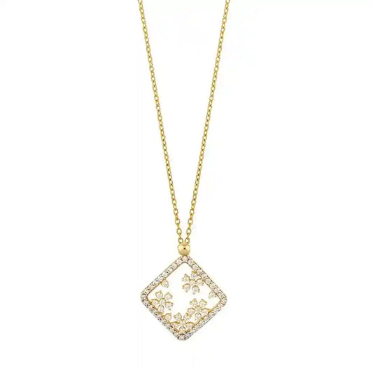 Goldkette Collier mit Zirkonia massiv  375-9 Karat Gold 45 cm