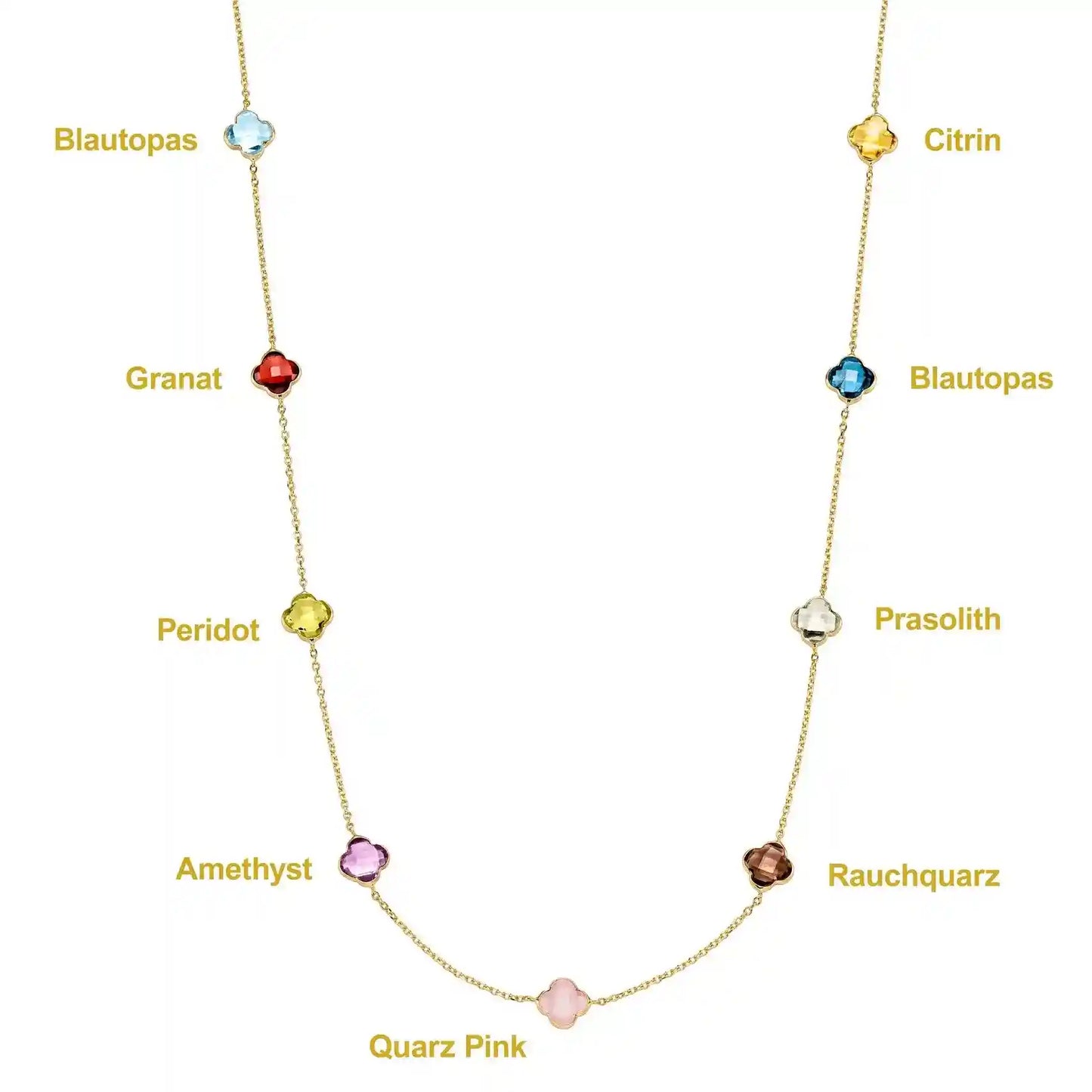 Goldkette mit Farbsteinen Ankerkette 1,1 mm massiv 585-14 Karat Gold